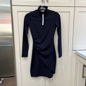 Susana Monaco Midnight Blue Mock Neck Rusched Mini Dress - NWT - XS